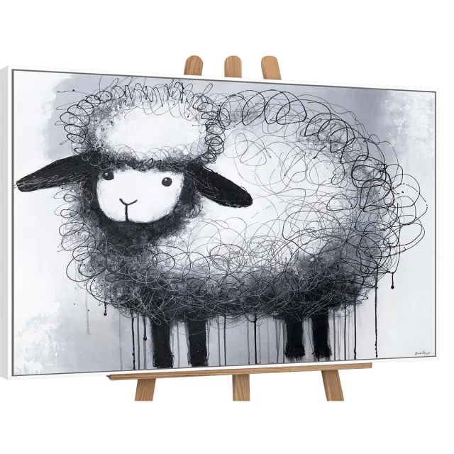 YS Canvas schilderij handgeschilderd curly fantasy abstract – YS-Art Gallery – Luxe wanddecoratie voor woonkamer – Modern schilderij voor slaapkamer en hal White