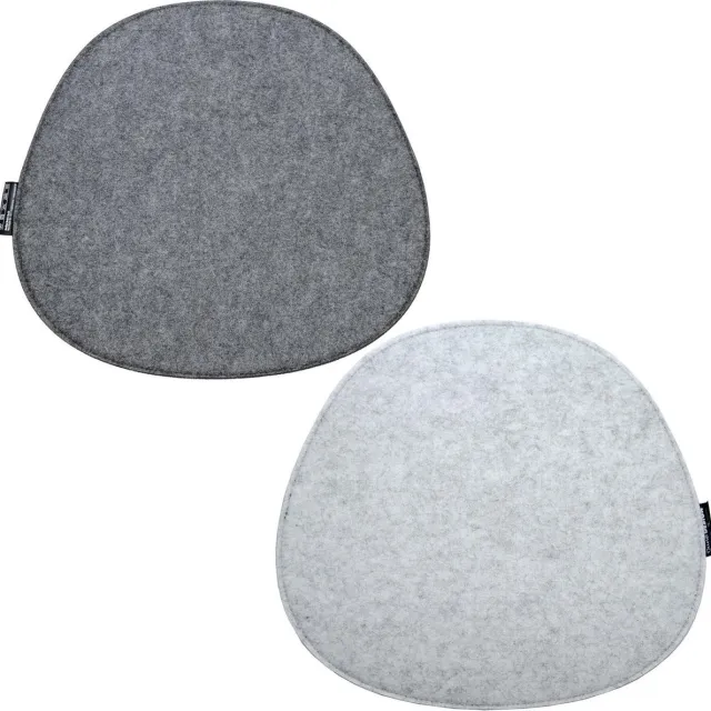 DuneDesign 2 Vilten Zitkussen Ovaal - 40x37cm Omkeerbaar Stoelkussen van Vilt - 8mm Stoelpad 2-Kleurig Grijs grey