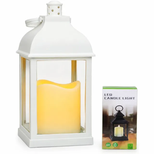 SWGOTA Led kaarsen: witte enkellaagse lantaarn met draagring, 20 cm hoog en 9,5 cm breed
