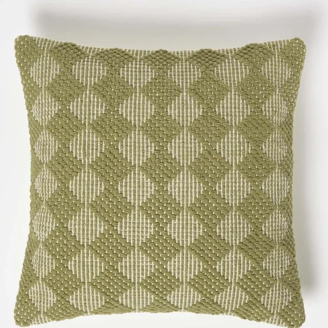 Homescapes sierkussen Lima met ruitpatroon - kussen groen 45 x 45 cm