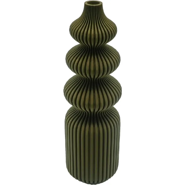 Lovora Solin Vaas - 3D geprint PLA - Gestreept - Donker Groen - 20CM