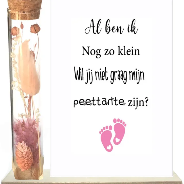 Stars 4 you Droogbloemen in buisje | PEETTANTE | roze | al ben ik nog zo klein | peettante vragen | peettante worden | meter vragen | meter worden