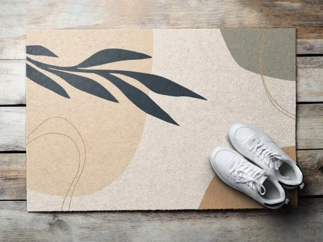 Coloray Deurmat voor binnen - Beige Binnen Deurmat - Boho-Plant Schoonloopmat - Design Deurmat - Antislip Onderkant Deurmat - 60x40 cm Beige - Boho-Plant