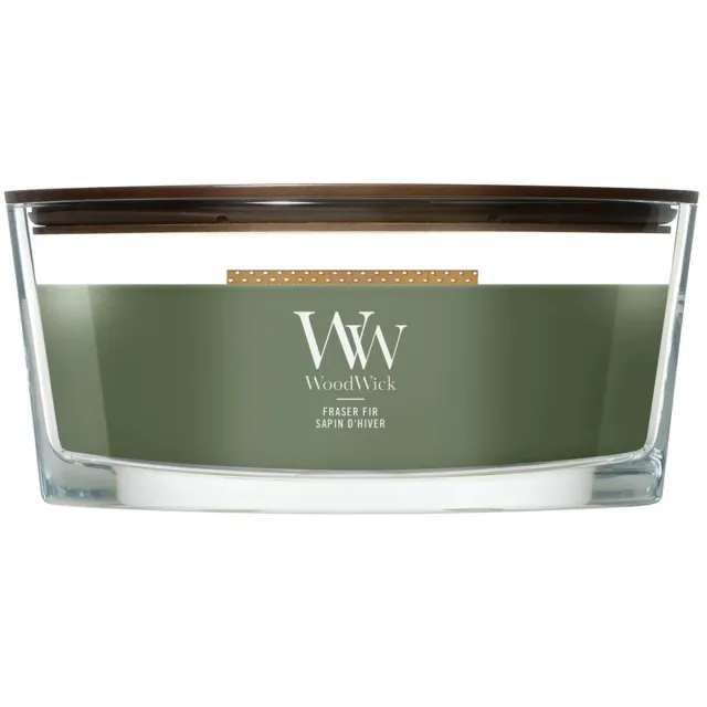 Woodwick Heartwick Flame Ellipse Geurkaars - Frasier Fir - 50 branduren Groen