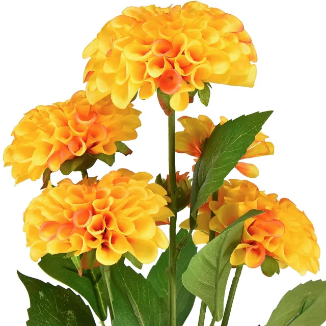 Viana Kunstbloemen decoratieve dahlia's kunst geel oranje 50cm