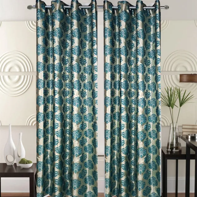 SB Line Kant en klaar Gordijn - Met ringen - 140x240 cm - Groen/Zilver Grijs