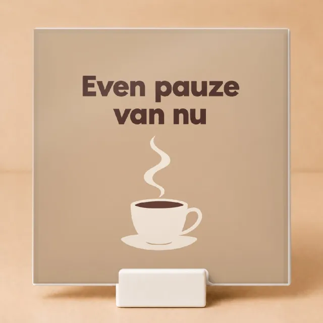 Bedruk King Stijlvolle vintage botanische Tegel 'Even pauze / van nu' – Sfeervolle decoratie voor rustzoekers en plantenliefhebbers - 11 x 11 cm met houder Wit