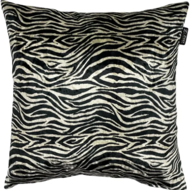 Zippi Design Zebra Art Sierkussen groot 55x55 cm Velvet, Luxe (veren vulling) kleur zwart/wit Zebra dierenprint