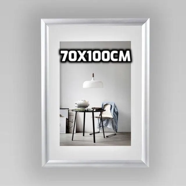 Aluanz Kliklijst 70x100cm B1 25 mm Aluminium Fotolijst Posterlijst, Inclusief Beschermfolie zilver