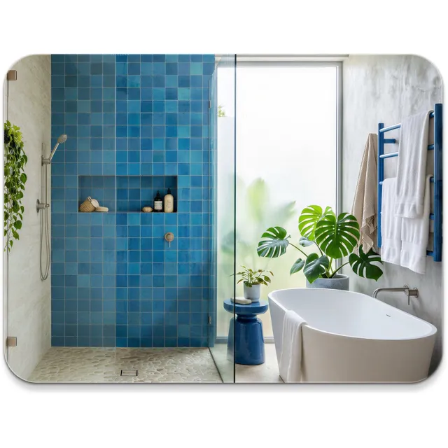 WallMuralia Rechthoekige wandspiegel met afgeronde hoeken - Scandinavisch Badkamerspiegel - 60x80 cm - Decoratieve Toiletspiegel - Moderne Badkamerspiegel Geen verlichting