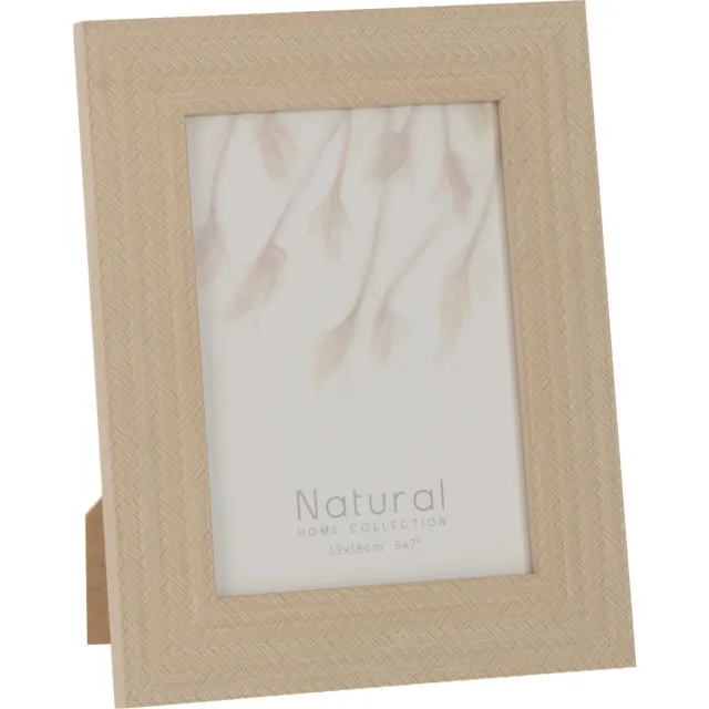 J-Line fotolijst Gewoven - hout - lichtbeige - 2 stuks