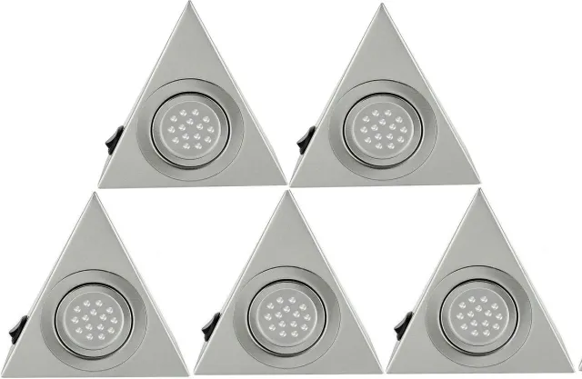 KZQ LED Onderkastverlichting – 5-delige set met Handmatige Schakelaar, Warm Wit 2700K, 1,3W per lamp, Energiezuinig, Roestvrij Staal, Voor Keuken, Badkamer & Vitrine staal natuurlijke kleur