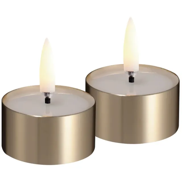 Uyuni LED Melted Theelichtjes Metallic Messing – 2-pack – 4,1 x 2,3 cm – Incl. Batterijen goud