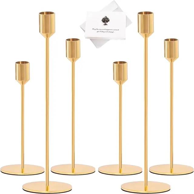 TAVADA Set van 6 Gouden Kandelaars - Luxe Vintage Decoratie