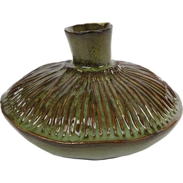 VAN MANEN Vaas rond Fungus low S groen aardewerk 15x15x9cm