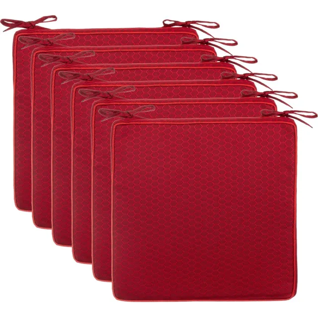 Ibenzoa Set van 6 comfort zitkussens met honingraatdesign voor binnen en buitengebruik rood