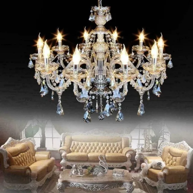 Mrs. Jones Crystal Chandelier - 10 Arm Kristallen Kroonluchter - Hanglamp - Cognac - Woonkamerlamp - Moderne lamp - Plafonniere