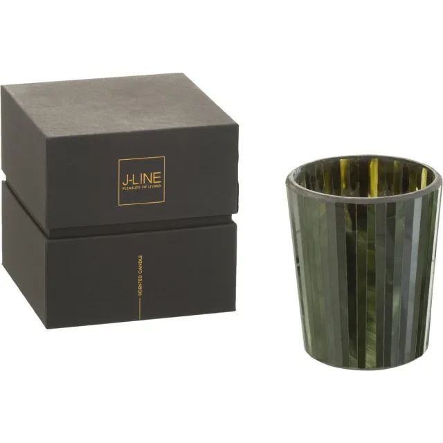 J-Line geurkaars Noa - Herbal Serenity - glas - groen - medium - 55U