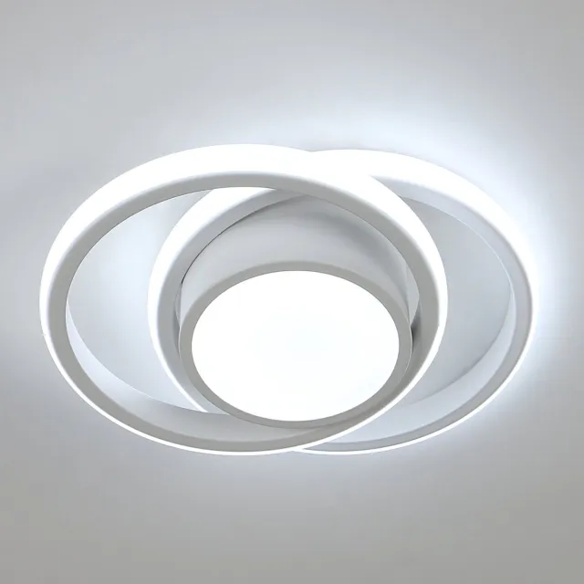Haobosic Dubbele cirkelvormige ijzeren LED-plafondlamp - wit, 32W, 6500K wit licht