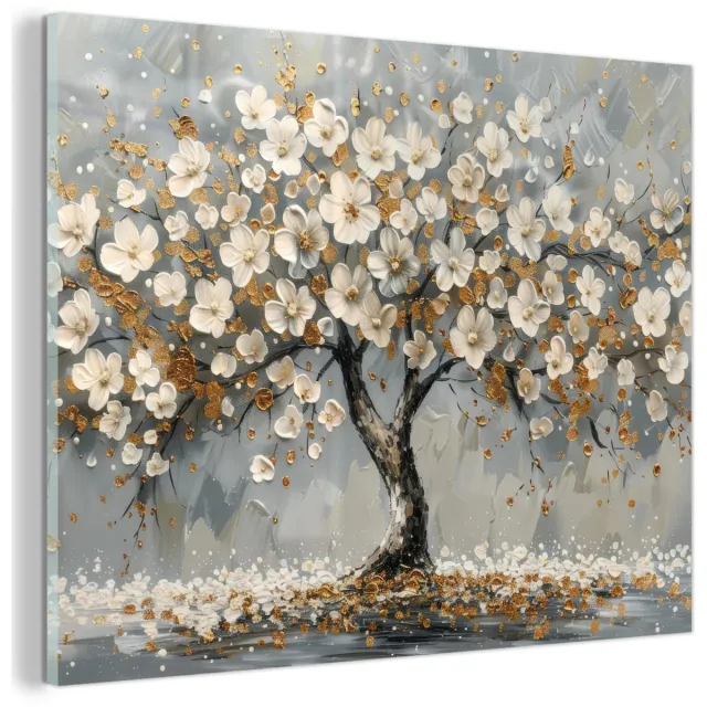 Unyqoos Esthetische wanddecoratie met gouden bloemen en abstracte kunst