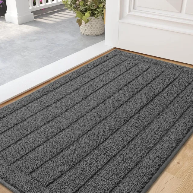 Ibenzoa Absorberende en Wasbare Deurmat voor Binnengebruik met Antislip Achterkant, 50 x 90 cm, Grijs