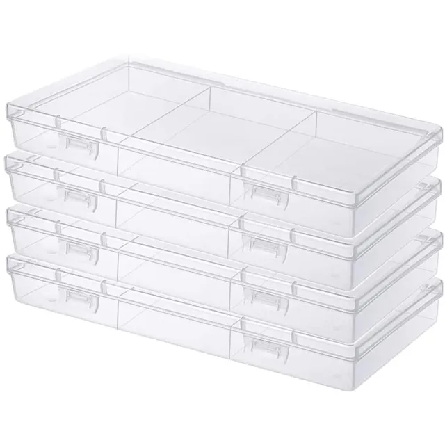Ibenzoa Handige doorzichtige opbergdozen van kunststof met deksel voor kleine voorwerpen (set van 4 stuks) Transparant