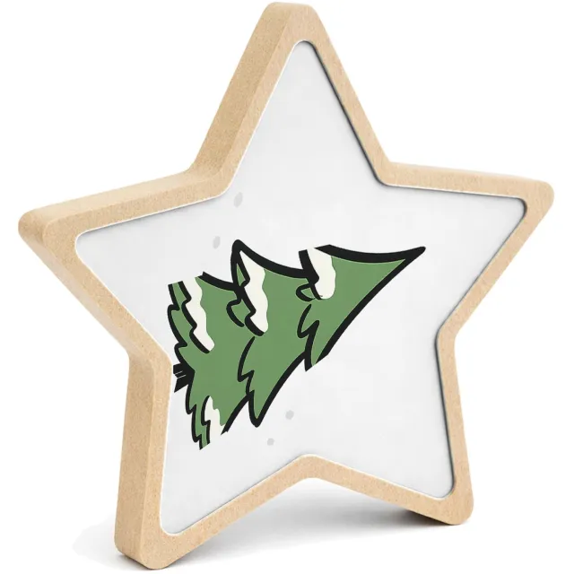 Mr Cadeautjes MDF fotolijst ster 14 x 13,5 - design Een speelse winterboom opgebouwd uit losse penseelstreken en | cadeau Wit