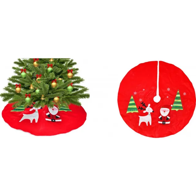 Decoris Kerstboomrok/kerstboom - kleed - rood - vilt - 90 cm - Kerstversiering - Kerstboom rok/rokken