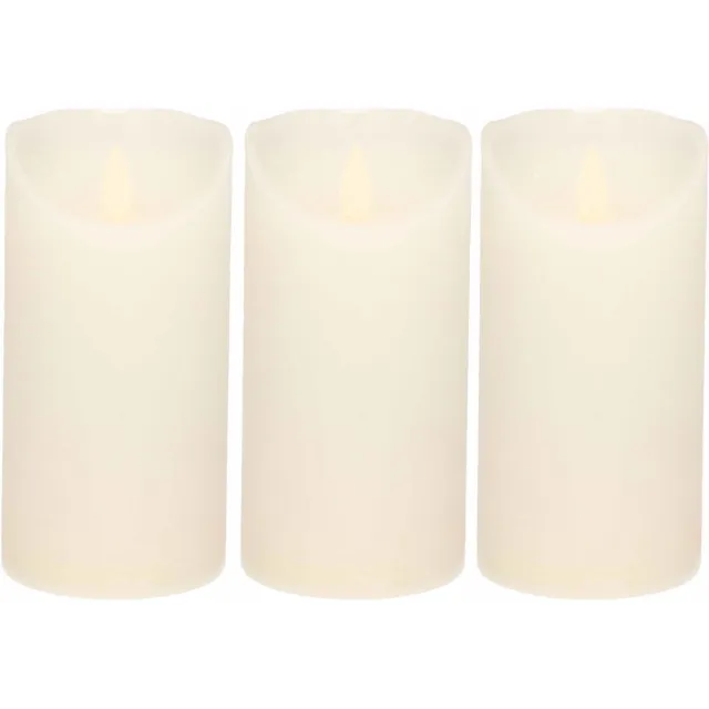 Anna's Collection 3x Witte LED kaars / stompkaars 15 cm - Luxe kaarsen op batterijen met bewegende vlam