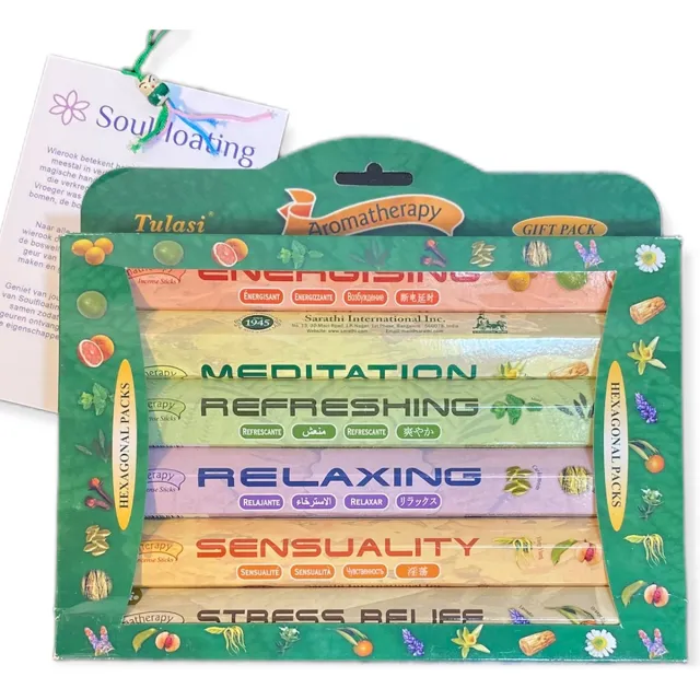 Phoenix Import Mani Bhadra Tulasi - Giftpack Aromatherapy - 6 doosjes wierook stokjes Arometherapy