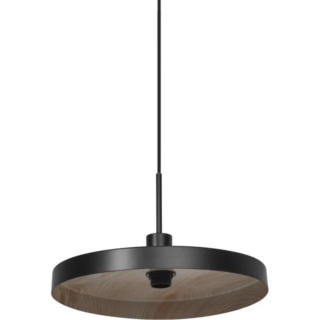 Osram Decor Plate decoratieve hanglamp met plaatvormige lampenkap, 400 mm, met E27 fitting, IP20, metaal, zwart/ houtlook Zwart|Hout decor