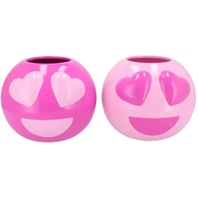 Daan-Kromhout Smiley lovely pink mix vase ass 11x11x9cm - set van 2 Roze