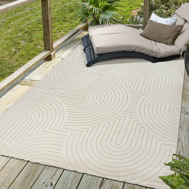 Muratap Berlin Outdoor - Japandi - Creme - Vloerkleed Binnen en Buiten - Laagpolig Tapijt Tuin- 200x290 CM