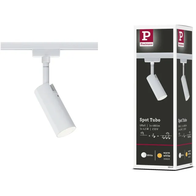 Paulmann URail Railspot Tubo Losse spot 250lm 4,5W 3000K 230V Wit