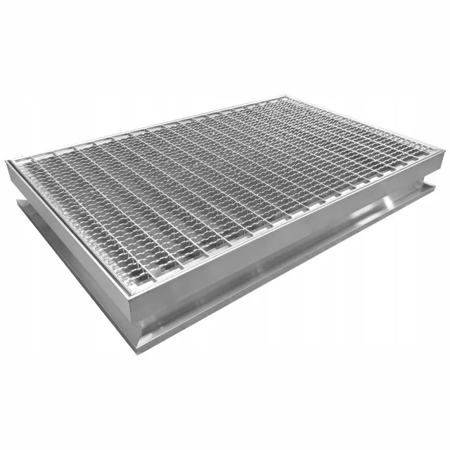 PROMET POZNAŃ Verzinkte Metalen Deurmat 75x45cm - Antislip & Duurzaam Zilver