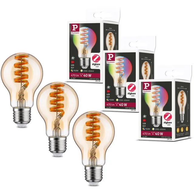 Paulmann Set Filament 230 V LED-gloeilamp 5x470lm 5x6,3W RGBW+ dimbaar Goud