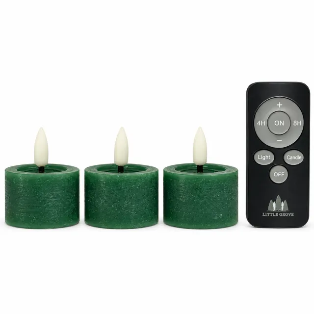 Little Grove set van 3 LED-theelichten van echte wax - Ø4,5x2,5 cm - Forest