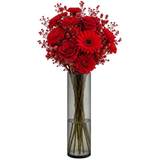 Giftdecor Bloemenvaas - smoke acrylglas - D12 x H35 cm - cilinder - boeketvaas - 4 liter Zwart