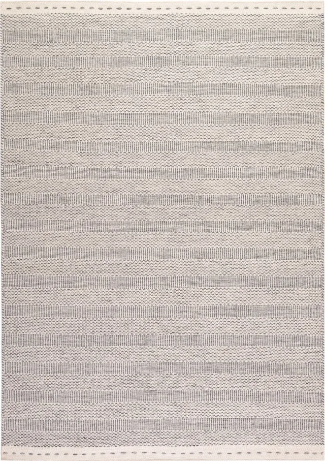 Padiro stijlvol laagpolig vloerkleed 120 x 170 cm - lichtgrijs - boho-streeppatroon - voor vloerverwarming - van wol