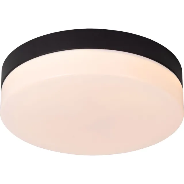 Lucide GENEVE - Plafonnière (Plafondlamp) Badkamer - Ø 23 cm - LED - 1x12W 2700K - IP44 - Bewegingssensor - Zwart