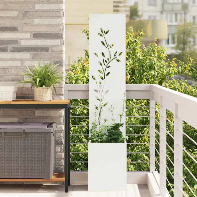 vidaXL Tuin Privacy Screen Wit 32 x 32 x 150 cm Koudgewalst staal