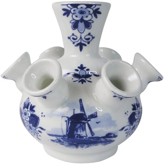Royal Delft Tulpenvaas - Royal Delft - 14 cm - tulpenvaas Delfts blauw - Hollandse cadeautjes - Holland souvenir wit - blauw