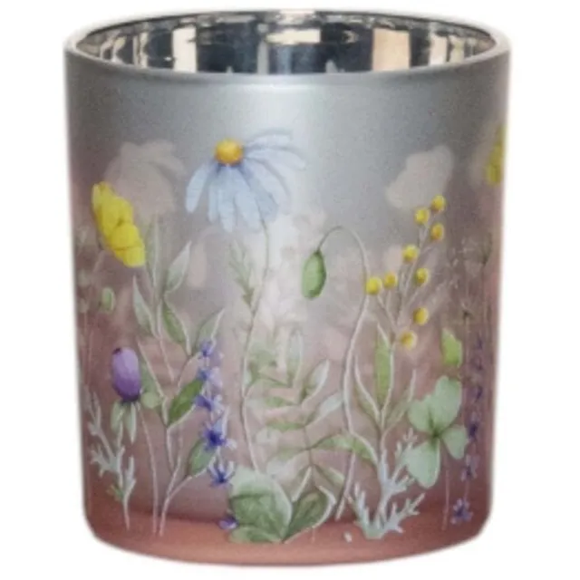 Mars & More Theelichthouder wilde bloemen small 8cm multi kleuren diversen