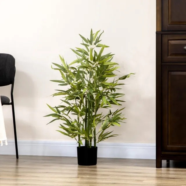 FloraGrace Kunstplant Bamboe 90 Cm Kunststof Groen Met Pot Voor Binnen Realistische Decoratie Voor Woonkamer Slaapkamer En Kantoor Green