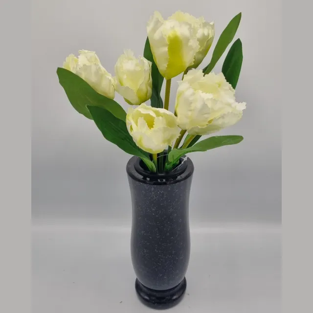 Bomm Boeket - Tulp - U644-m1/4 - 36cm - Wit - 7 bloemen - Grafdecoratie - Zijdenbloemen - Kunstbloemen