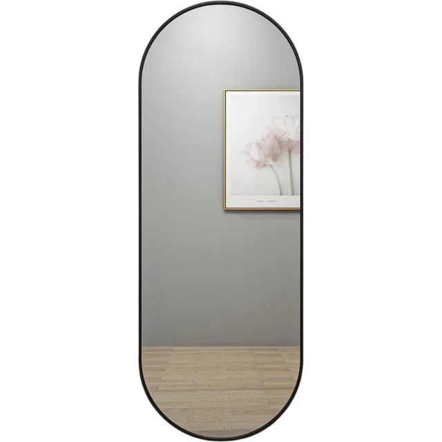 SensaHome Oval Wandspiegel - Minimalistisch Design - Wandmontage Spiegel met Metalen Rand - Modern - Kleedkamer Spiegel - 50x160CM - Zwart