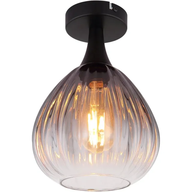 Globo Plafonniere - zwart - OLSEN - glas - Ø 20cm - E27 - 15887D - Globo