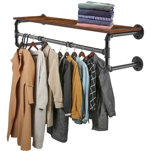 NextNovaDeals Kapstok - kledingrek - Opbergplanken en Hangstang - Rek - Wandkapstok - Kapstok hangend - Pijp - 100x25x22cm Zwart