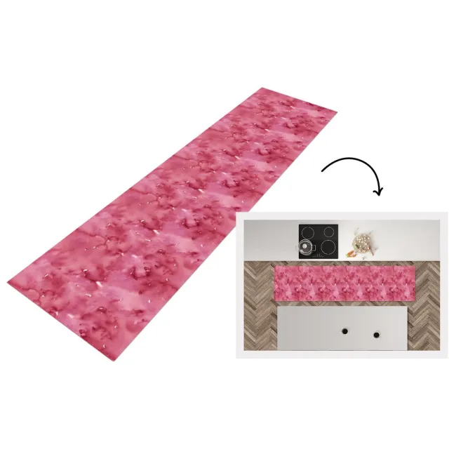 KitchenYeah Keukenloper - Loper keuken - Patroon - Waterverf - Roze - Keukenloper vinyl
