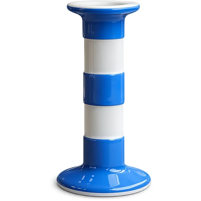 Cornishware Cornish Blue Kandelaar - Handbeschilderde blauwe strepen - Tijdloos design